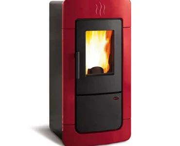 Termostufa a pellet Extraflame Diadema Idro Evo Bordeaux in maiolica da 28 kW