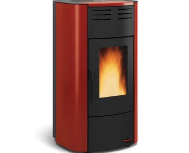 Termostufa a pellet Extraflame Raffaella Idro H15 Bordeaux in maiolica da 23 kW